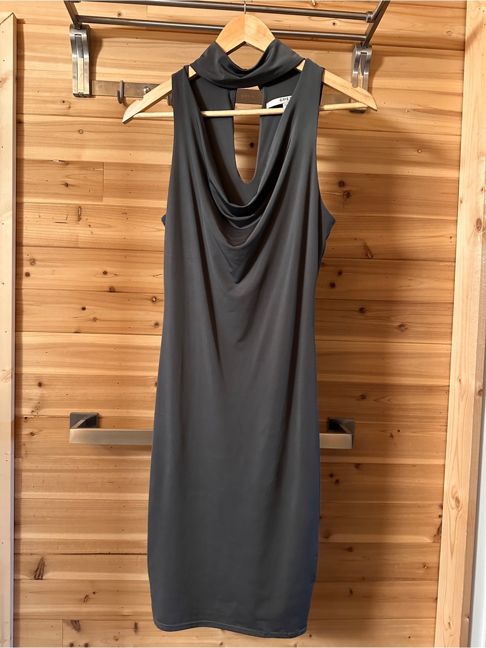 Guess Sleeveless Cowl Neck Midi Dress - Olive Green